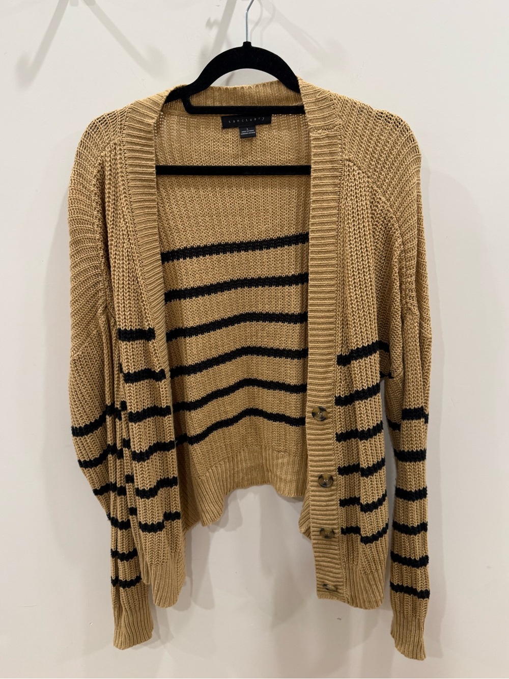 Sanctuary Tan and Black Striped Open Cardigan